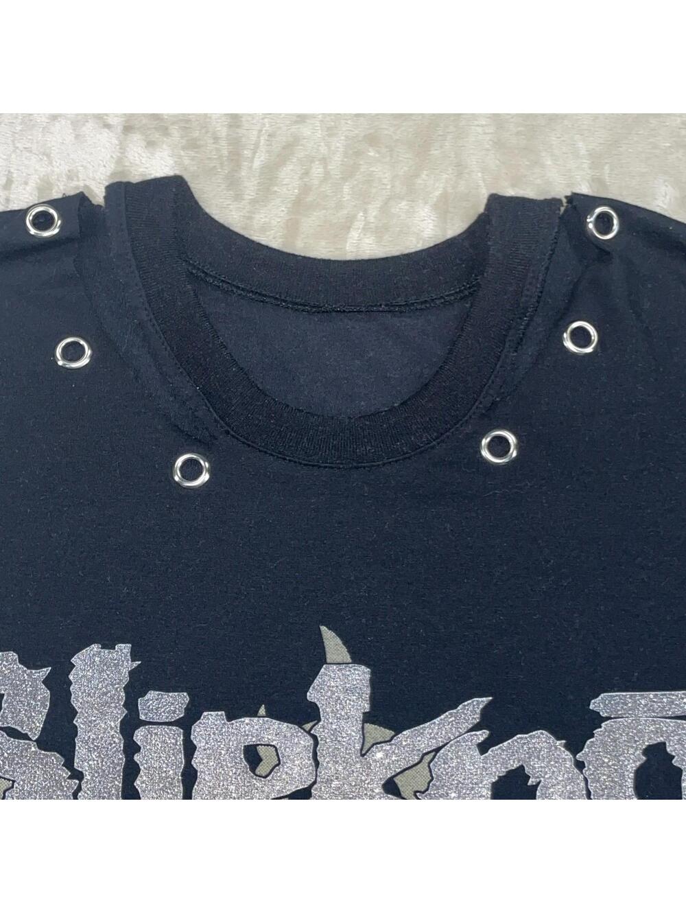 Custom Cut Slipknot Shirt Joey Jordison 2000s Heavy Metal Tribal Rare Womens L - Picture 6 of 8